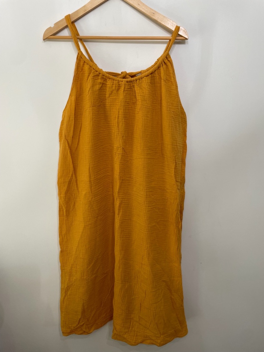 Kona Sol Maxi Dress Beach Cover Up Gauzy Tissue Cotton Yellow Women’s S/M